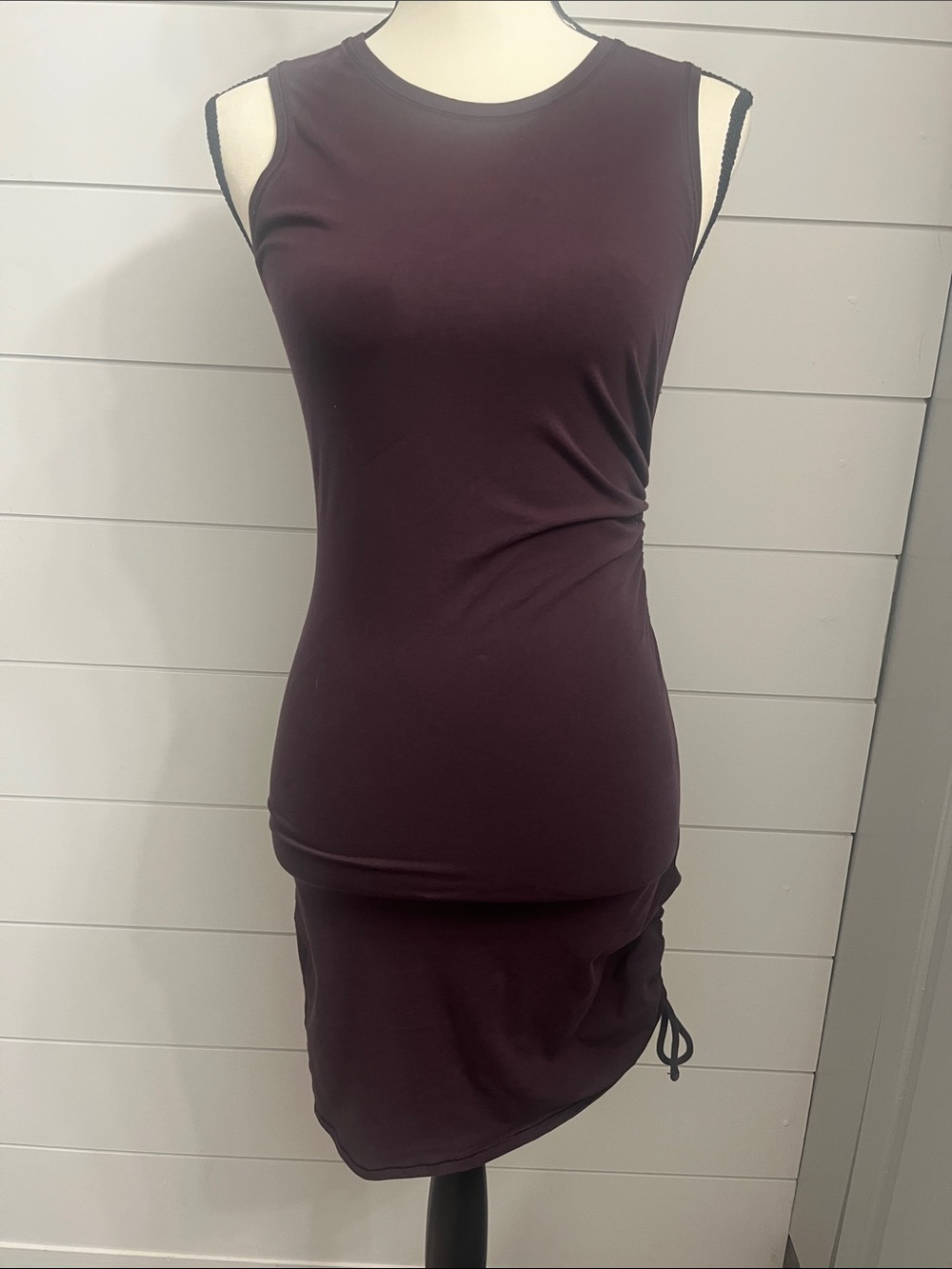Athleta Sleeveless Ruched Midi Dress in Plum